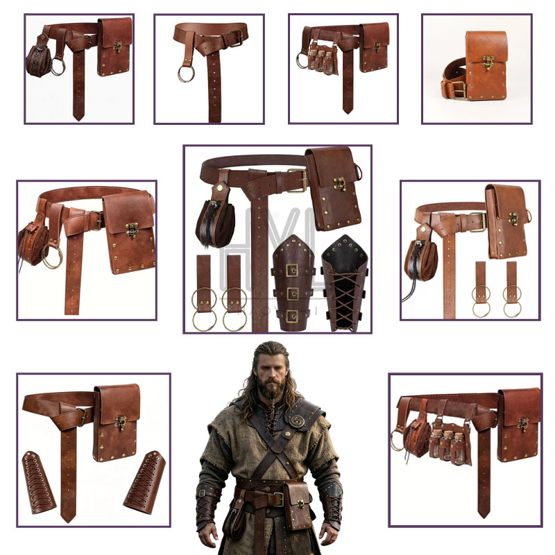 Cosplay Prop - 中世バイキングアクセサリーセット レトロスチームパンクコスチューム小道具 ハロウィンコスプレ LARPパーティー ロールプレイング用品 男性女性用