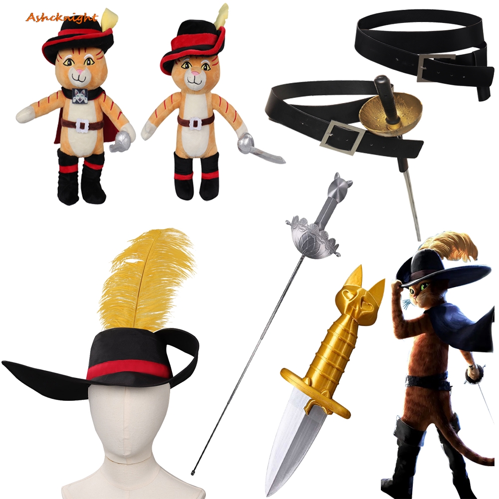 Cosplay Prop Dagger - 猫ブーツコスプレ猫剣士帽子剣ベルトコスチュームアクセサリーハロウィンカーニバルパーティー変装小道具ギフト子供大人