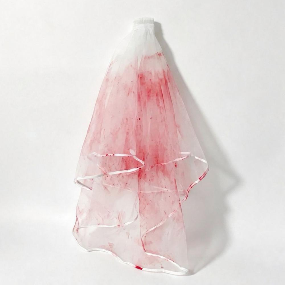 Easy Cosplay Prop - 着けやすいヘアコーム付きベール。幽霊花嫁のコスプレ用。血染めの衣装アクセサリー。ハロウィンパーティー、フォトブースの小道具に。