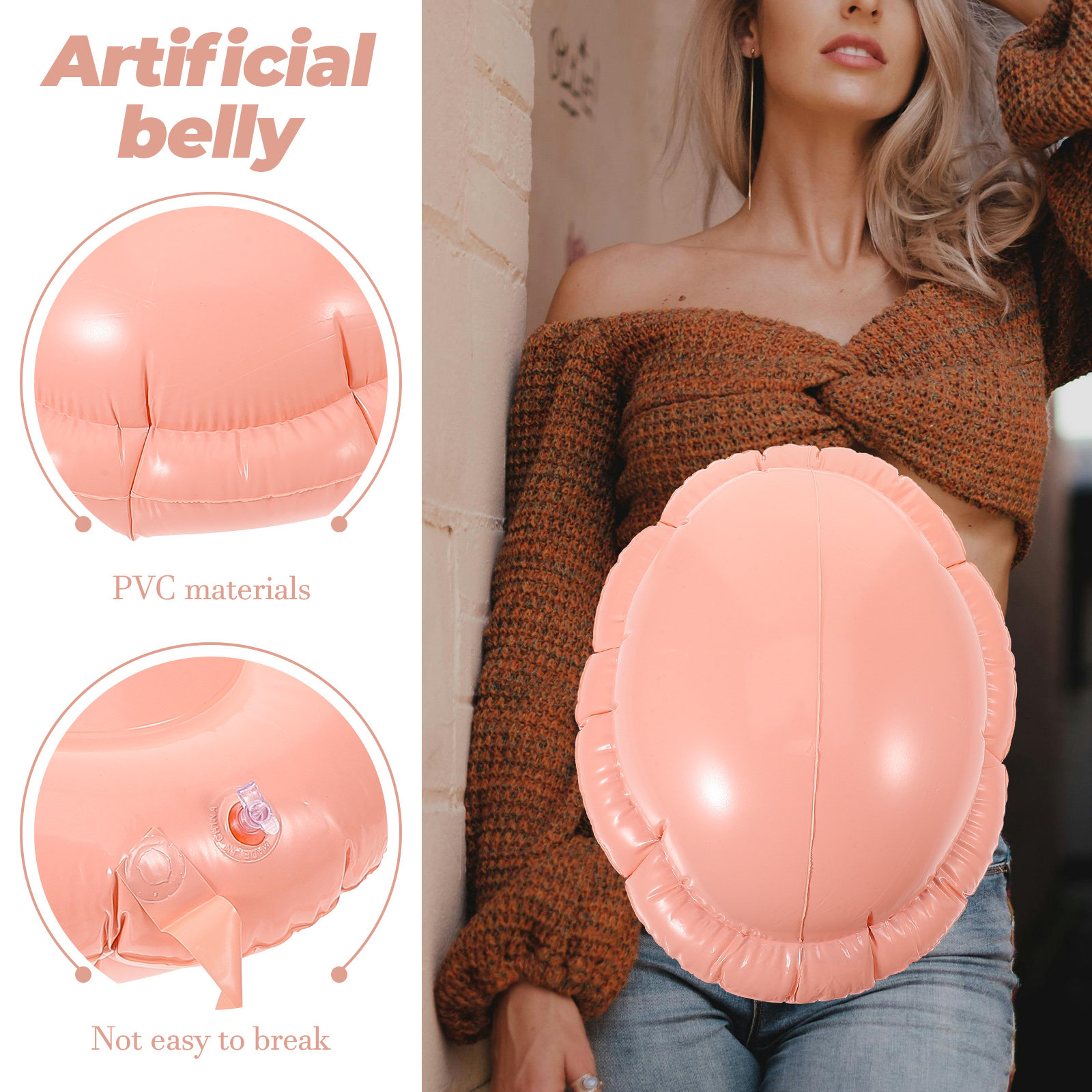 膨らませて使用する妊婦の腹部を模した小道具。丈夫なPVC素材 - Easy Cosplay Prop のレビューと価格